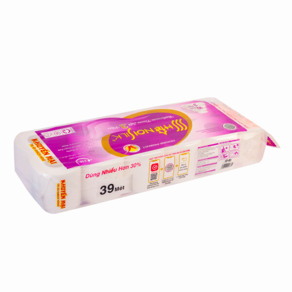 Giấy vệ sinh Hanoi Silk 10 cuộn 3 lớp Tím (có lõi) - Hình ảnh 2