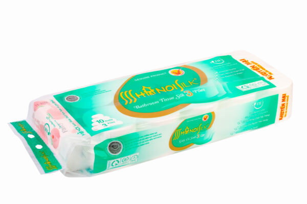 Giấy vệ sinh Hanoi Silk 10 cuộn 3 lớp Xanh (không lõi)