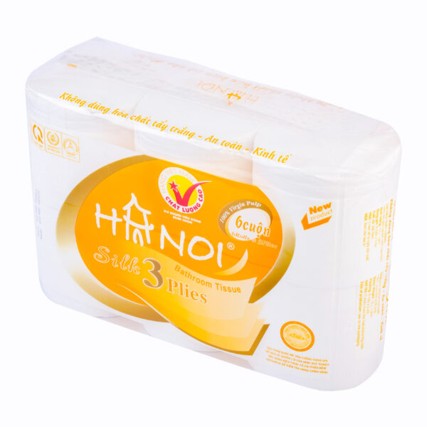 Giấy vệ sinh Hà Nội 6 cuộn 3 lớp không lõi - Hình ảnh 3