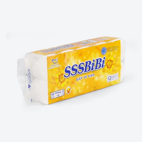 Giấy vệ sinh SSSBibi 10 cuộn 3 lớp không lõi - Hình ảnh 3